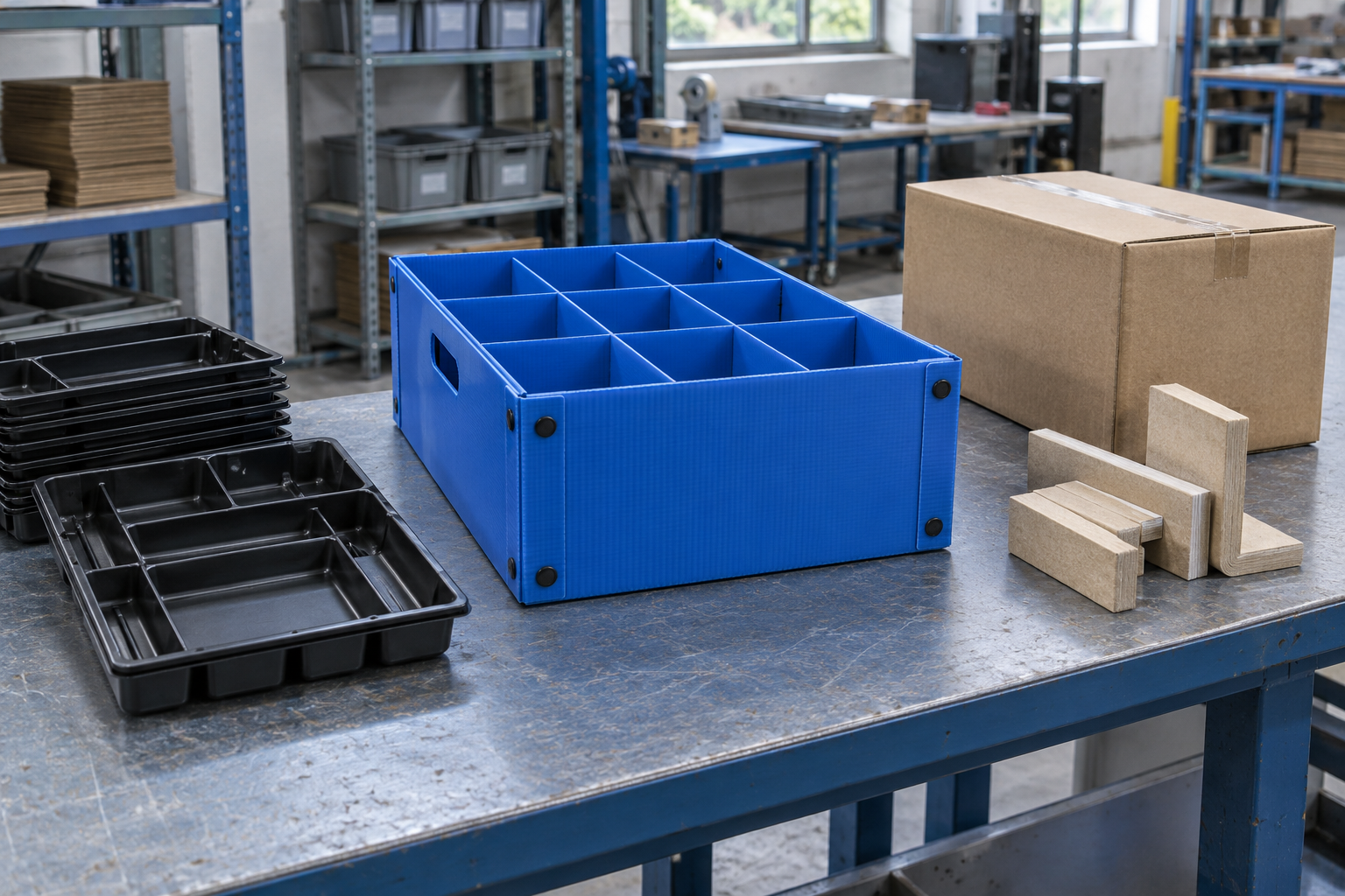Conjunto ilustrativo de empaques para manufactura